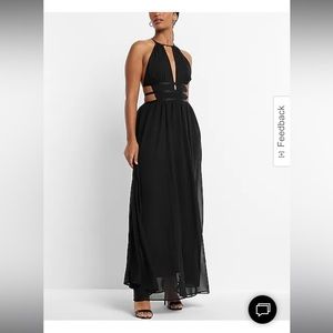 EXPRESS Strappy Halter Cutout Plunge Maxi Sheath Dress